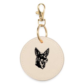 Tête de kelpie australienne - Porte-clés rond - huître - Devant