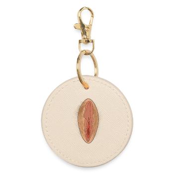 K-18 print - Round Keyring - oyster - Front
