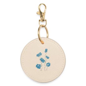 Blaue Blumen - Runder Schlüsselanhänger - Auster - Vorne