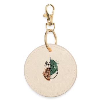 Fox origami vs drawing - Round Keyring - oyster - Front