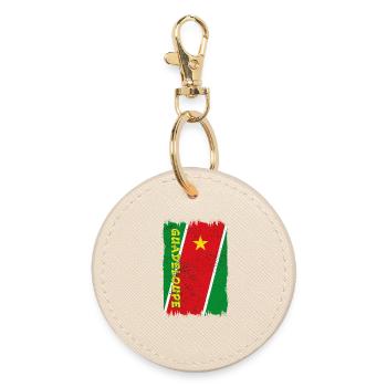 Drapeau de Guadeloupe - Porte-clés rond - huître - Devant