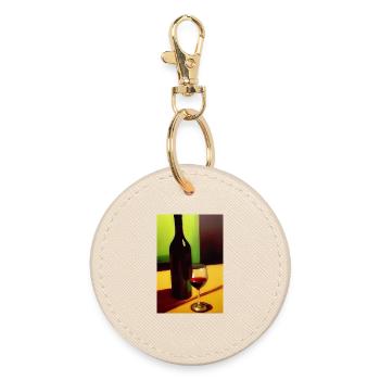 Wein Trinker - Runder Schlüsselanhänger - Auster - Vorne