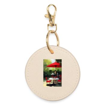 Outdoor Asian Cafe - Round Keyring - oyster - Front