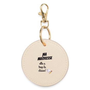Cadeau maîtresse personnalisé - Porte-clés rond - huître - Devant