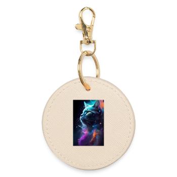 Visage de chat - Porte-clés rond - huître - Devant