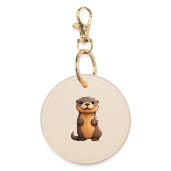 Cute otter design | Summer vibes | Otters - Round Keyring - oyster - Front