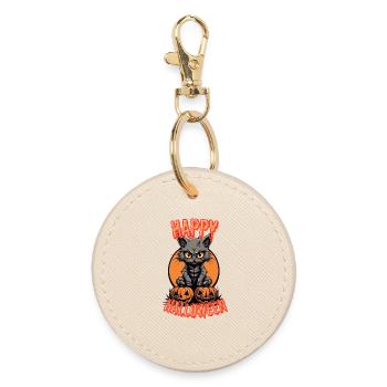 Creepy Cats Halloween Illustration - Round Keyring - oyster - Front