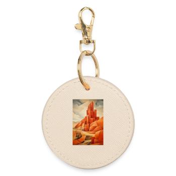 Desert Landscape, Desert Village - Round Keyring - oyster - Front