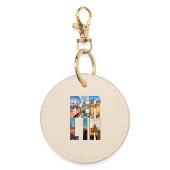 Berlin Urban Collage - Round Keyring - oyster - Front