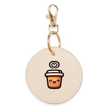 Caffeine Cutie : le joyeux Java - Porte-clés rond - huître - Devant