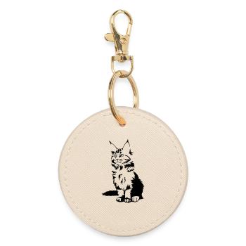 Maine Coon Cat - Round Keyring - oyster - Front