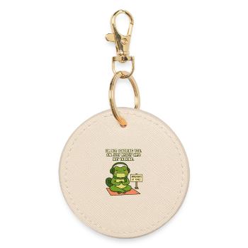 Introvert Frog in Peace - Round Keyring - oyster - Front