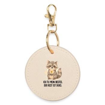 Raccoon with Flower – Gentle - Round Keyring - oyster - Front