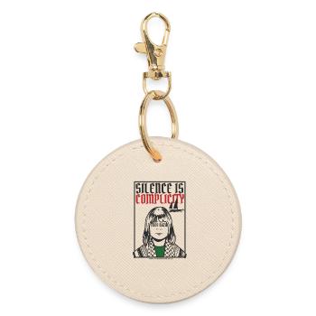 Silence is complicity, Free Gaza, Free Palestine - Round Keyring - oyster - Front