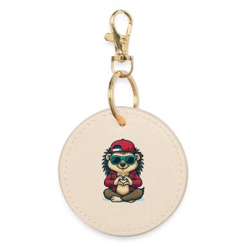 Hedgehog Heart Beat - Round Keyring - oyster - Front