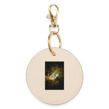 Leaf Water Drops - Round Keyring - oyster - Front