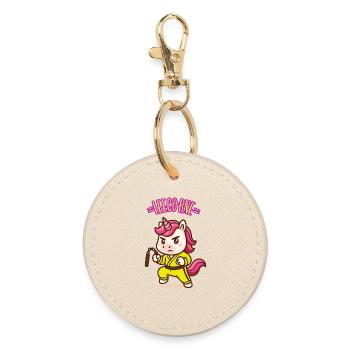 LEECORNE - Kawaii Einhorn Humor - Runder Schlüsselanhänger - Auster - Vorne