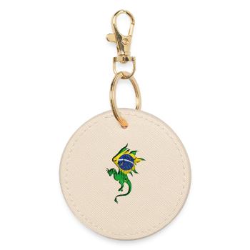 Flag of Brazil - Brazil - Dragon Silhouette - Round Keyring - oyster - Front