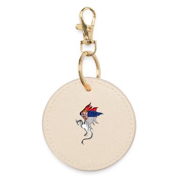 Drapeau de la Serbie - Serbe - Silhouette de dragon - Porte-clés rond - huître - Devant
