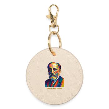 Cubist portrait of Camille Saint-Saëns - Round Keyring - oyster - Front