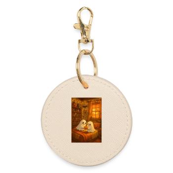 Halloween cute ghosts - Round Keyring - oyster - Front