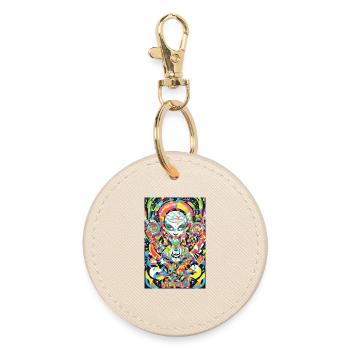 Chakra psychédélique et art félin - Porte-clés rond - huître - Devant