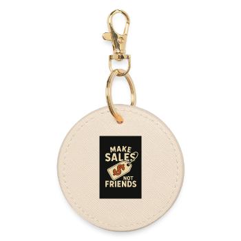 Make Sales Not Friends T-Shirt Design - Round Keyring - oyster - Front
