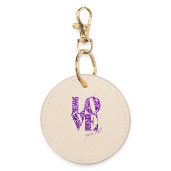 Violet paillettes amour affirmation design - Porte-clés rond - huître - Devant