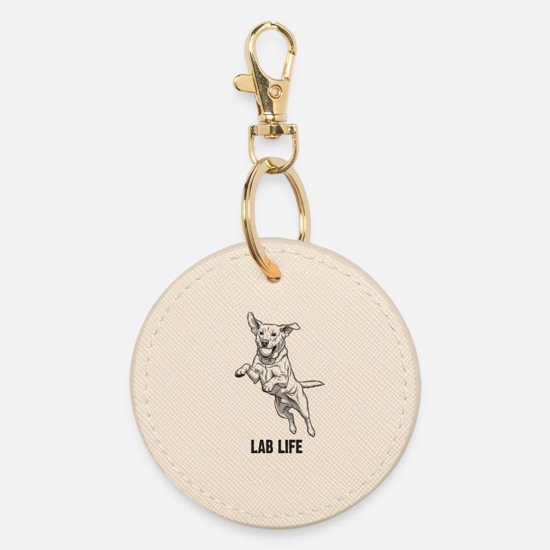 Labrador Lab Life - chien sautant avec balle - Porte-clés rond - huître