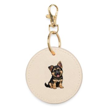 Duitse_Herder_puppy_lief - Runder Schlüsselanhänger - Auster - Vorne