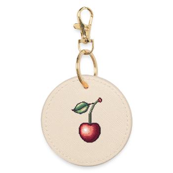 Cerise Pixel Rétro - Porte-clés rond - huître - Devant