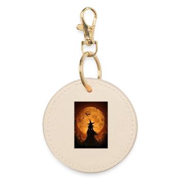 Witch under the Harvest Moon - Round Keyring - oyster - Front