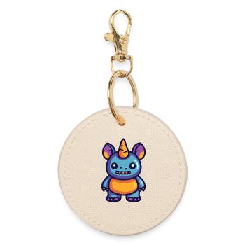 Rhino Halloween Zombie - Round Keyring - oyster - Front