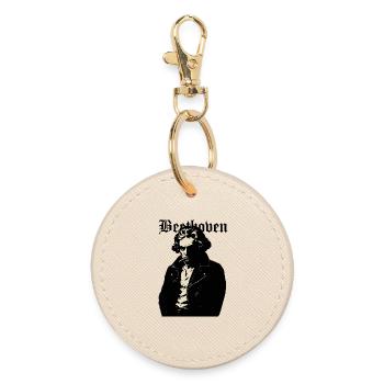 Portrait de Beethoven noir rebelle - Porte-clés rond - huître - Devant