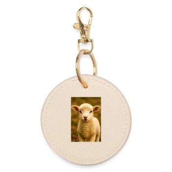 Animals, lambs - Round Keyring - oyster - Front