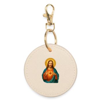 Sacred Heart of Jesus Illustration - Round Keyring - oyster - Front