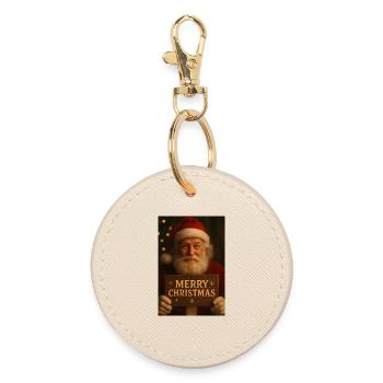 Frohe Weihnachten - Runder Schlüsselanhänger - Auster - Vorne