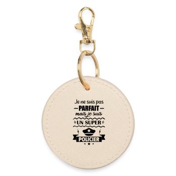 Not perfect but super police - Round Keyring - oyster - Front
