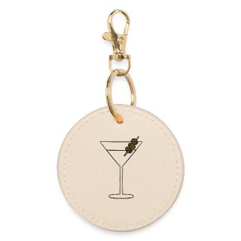 Olive Skewered Martini Silhouette - Round Keyring - oyster - Front