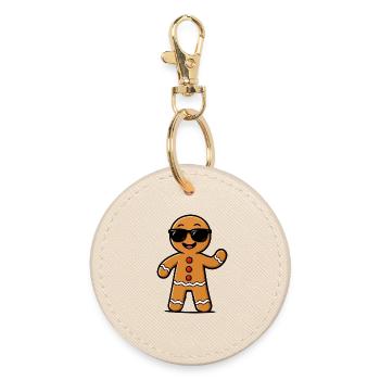 Gingerbread Mann mit Sonnenbrillen - Runder Schlüsselanhänger - Auster - Vorne