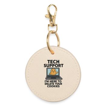 Tech Support I'm Here To Delete Your Cookies - Round Keyring - oyster - Front