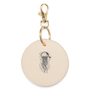 Cosmic Jellyfish – Mystic Ocean Illustration - Round Keyring - oyster - Front
