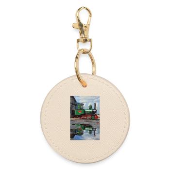 Steam Locomotive Reflection - Round Keyring - oyster - Front