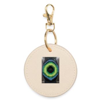 Pixel Eye Mosaic - Round Keyring - oyster - Front