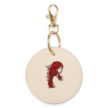 Hübsches Mädchen mit roten Haaren - Runder Schlüsselanhänger - Auster - Vorne