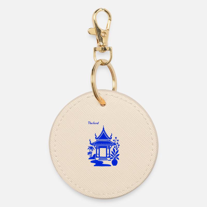 Blue Thai Pavilion - Round Keyring - oyster