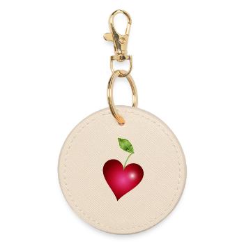 Cerise de cœur – motif d’amour fruité et doux - Porte-clés rond - huître - Devant