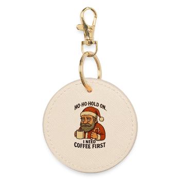 Weihnachts-Santa Kaffee zuerst - Runder Schlüsselanhänger - Auster - Vorne