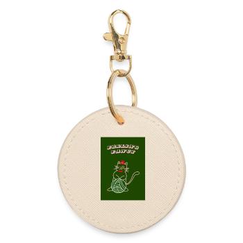 Cat Feeling Fancy - Round Keyring - oyster - Front