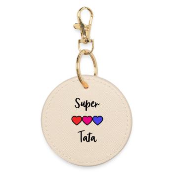 TATA. TANTE. PATIN. MAMA. WERDENDE MUTTER. RELATIV - Runder Schlüsselanhänger - Auster - Vorne